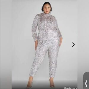 Fashion to Figure Sequin Jumpsuit in Pink and Silver